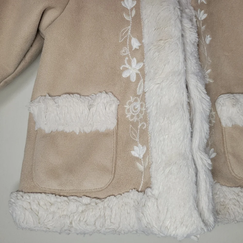 babygap suede embroidered hooded coat, 6-12m